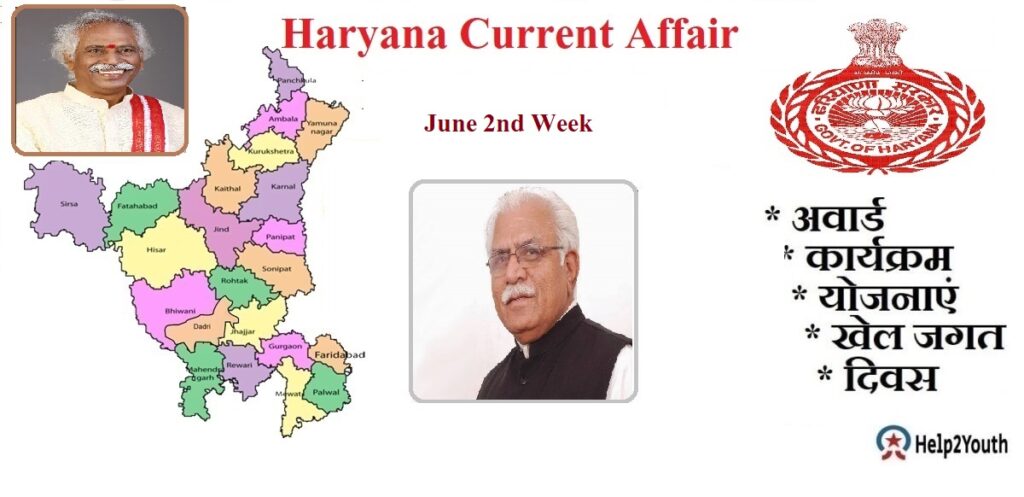 Haryana Current Affair June 2022 Second Week हरयण करट अफयर जन