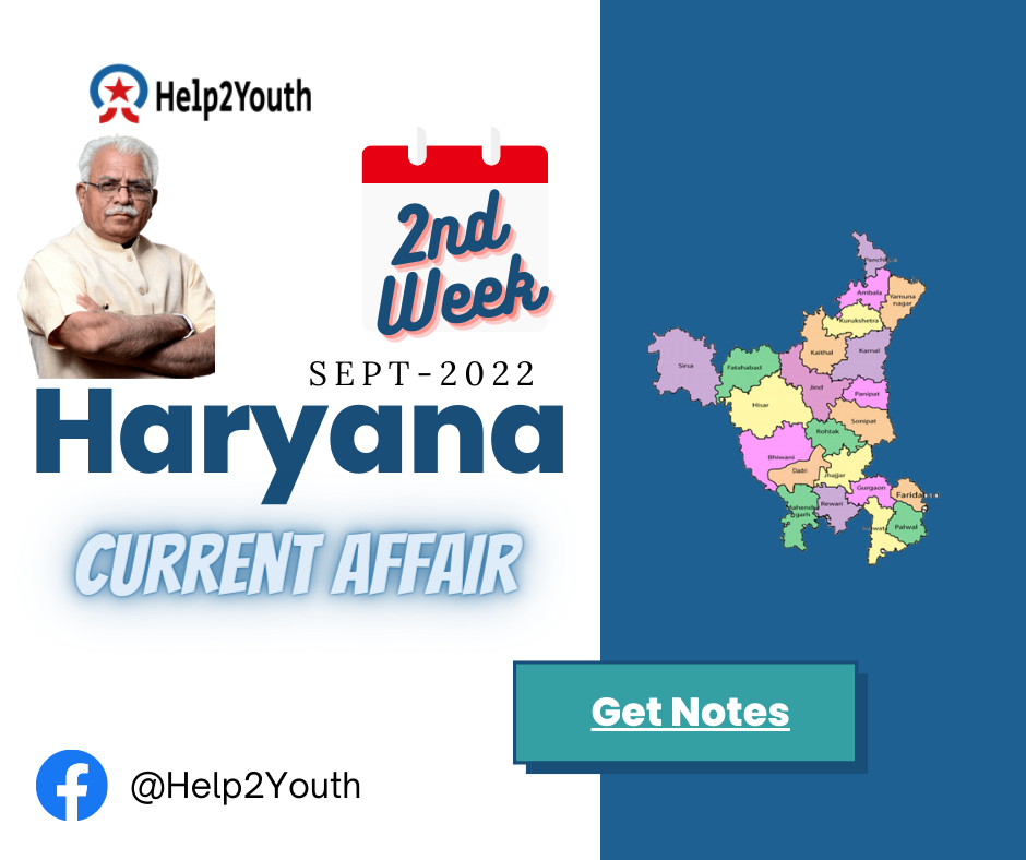 Haryana Current Affair September 2022 Second Week (हरियाणा करंट अफेयर सितम्बर 2022) 4 Haryana Current Affair September 2022 Second Week (हरियाणा करंट अफेयर सितम्बर 2022)