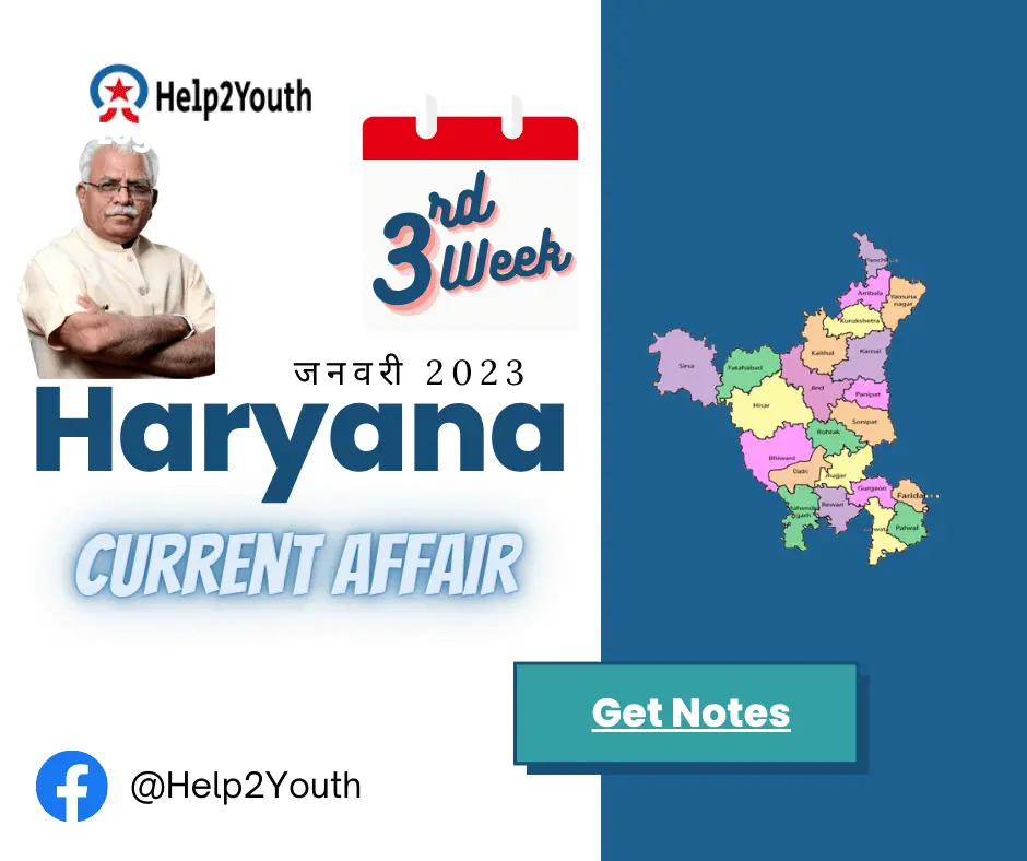 Haryana Current Affair January 2023 Third Week (हरियाणा करंट अफेयर जनवरी 2023)