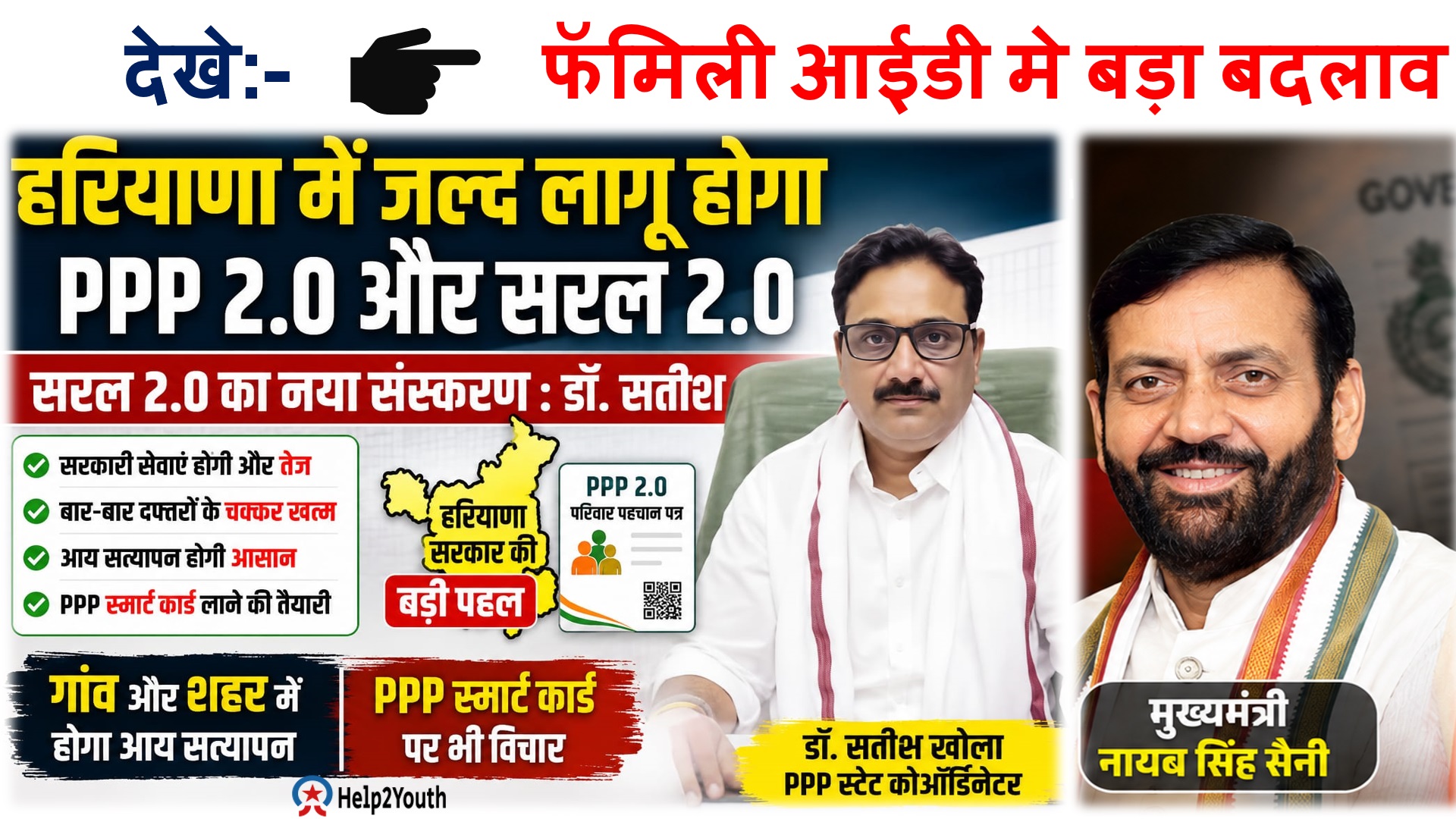 Help2Youth 93 Haryana मे Family ID 2.0 व सरल 2.0 होगी लागू:घर बैठे मिलेगी नई सुविधाएँ व आसान आय की सटीकता व नए बदलाव (PPP 2.0)
