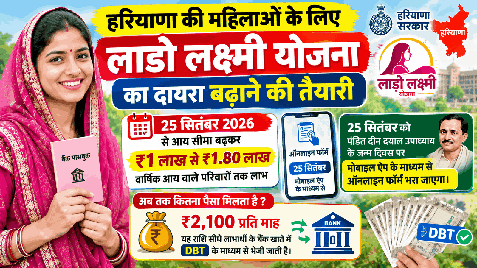 Haryana Lado Lakshmi Yojana मे ₹1 लाख से बढ़कर ₹1.80 लाख होगी आय सीमा | लाड़ो लक्ष्मी योजना नई अपडेट 2026